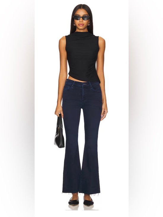 MOTHER Denim Flare Jeans Lil Weekender Fray Size 29 Blue Chip On My Shoulder